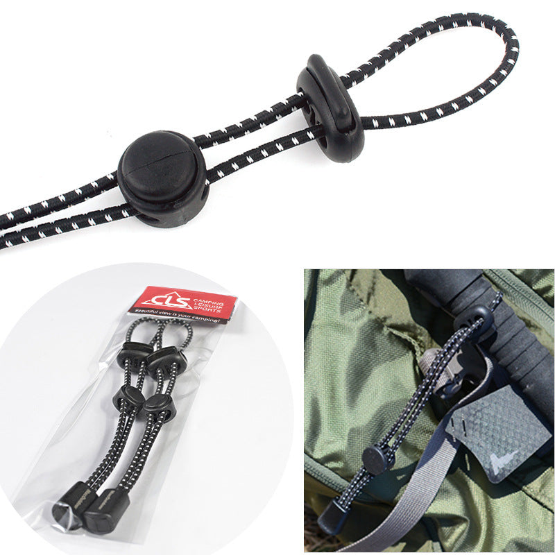 Outdoor hiking backpack with external climbing poles rope buckle fixed buckle elastic rope binding buckle equipment hanging rope