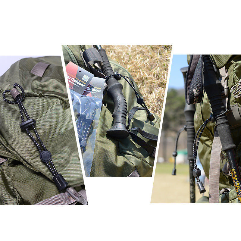 Outdoor hiking backpack with external climbing poles rope buckle fixed buckle elastic rope binding buckle equipment hanging rope