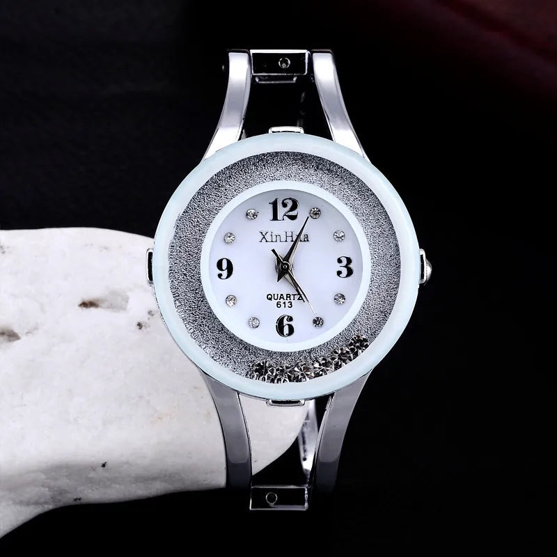 XINHUA Fashion Watches Women Stainless Steel Bracelet Bangle Rhinestone Luxury Party Dress Female Clock Relogios Feminino