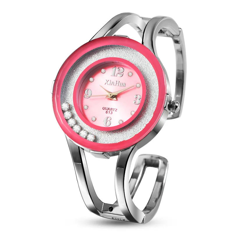 XINHUA Fashion Watches Women Stainless Steel Bracelet Bangle Rhinestone Luxury Party Dress Female Clock Relogios Feminino