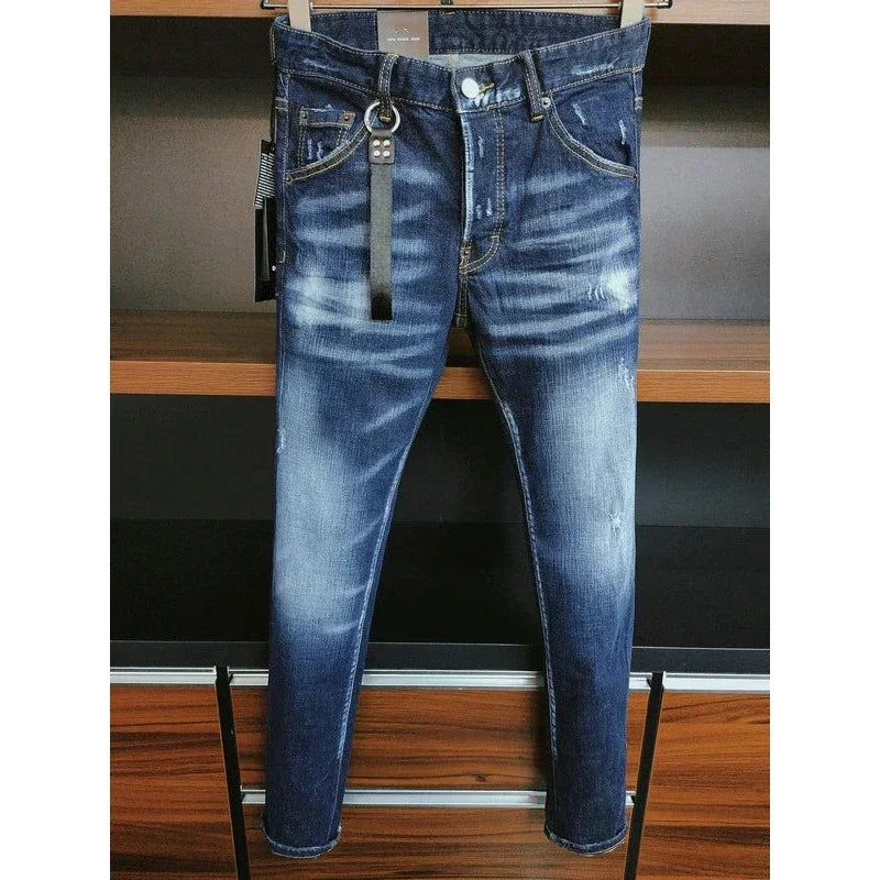 2024 DSQ2 HIP HOP Men's Jeans Classic Style Business Casual Patch Stretch Regular Fit Denim Trousers ICON Pants Male