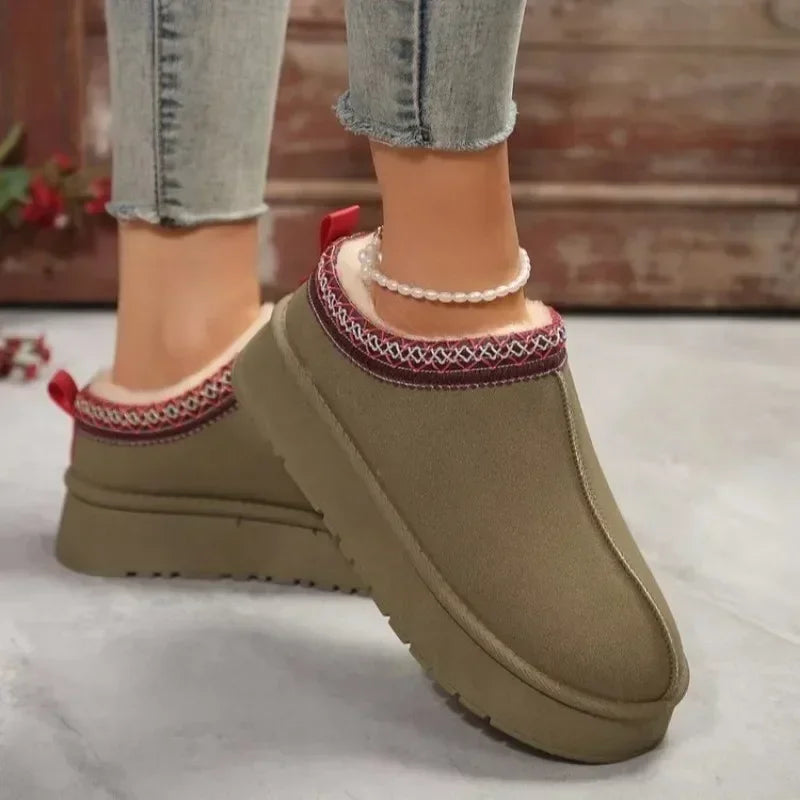 Chelsea Ankle Snow Boots Women Winter New Brand Fur Short Plush Warm Flats Slippers Platform Shoes Flip Flops Botas Cotton Shoes