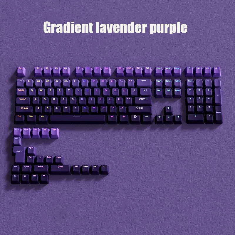 133 Keys Gradient Red Purple Gray PBT Keycap Gamer Mechanical Keyboard Top Print Shine Through Double Shot OEM Profile Key Caps