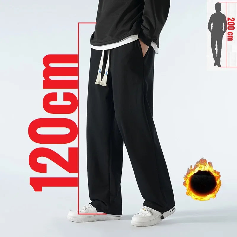 Big Tall Men Sweat Pant Drawstring Extra Long Length Sweatpant Stretch Winter Fleece Sport Jogger Trouser Male 200Cm 190cm 120cm