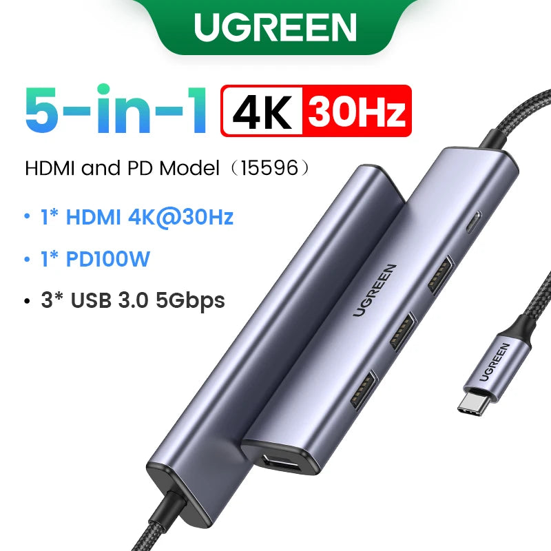 UGREEN Dual HDMI USB HUB 8K HDMI Adapter 10 in 1 Splitter with RJ45 USB 3.0 PD 100W Dock for MacBook Pro Air M2 M1 USB C HUB