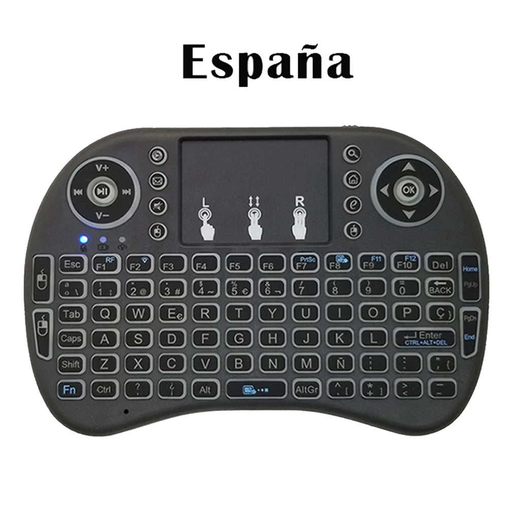 2.4G Air Mouse with Touchpad Keyboard i8 Arabic French Spanish Russian Backlit Mini Wireless Keyboard for PC Android TV Box