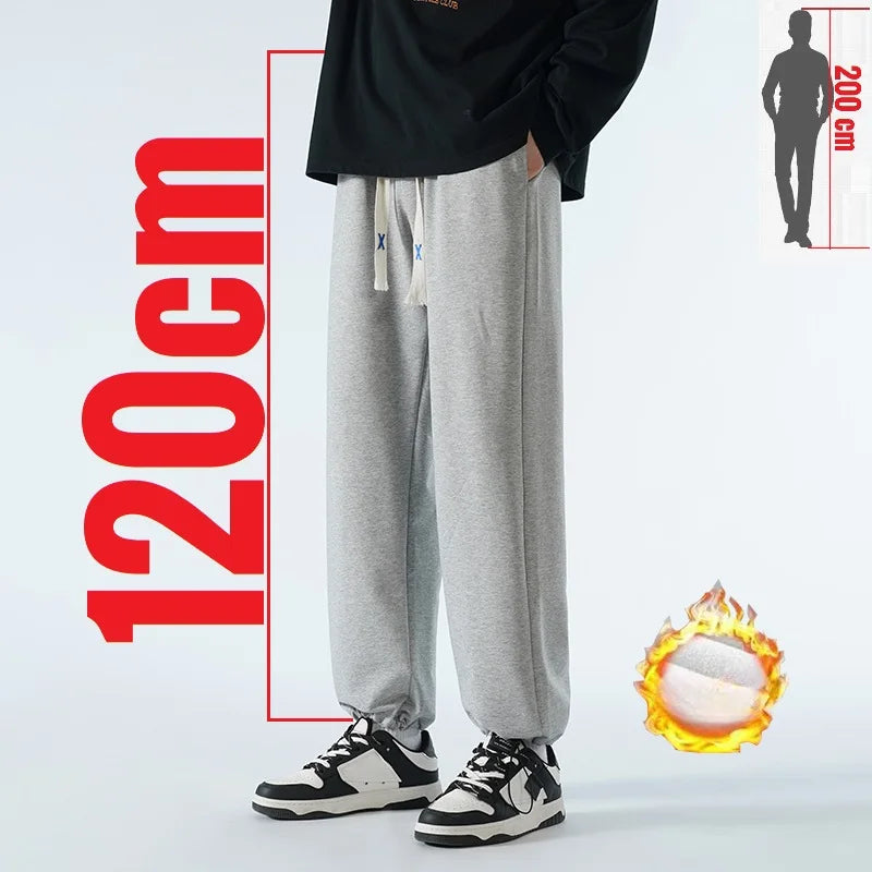 Big Tall Men Sweat Pant Drawstring Extra Long Length Sweatpant Stretch Winter Fleece Sport Jogger Trouser Male 200Cm 190cm 120cm