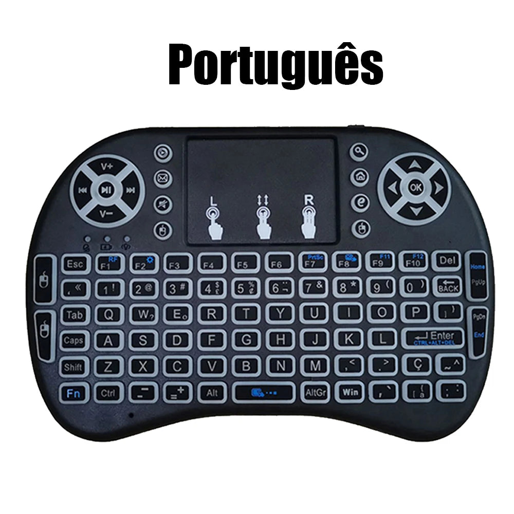 2.4G Air Mouse with Touchpad Keyboard i8 Arabic French Spanish Russian Backlit Mini Wireless Keyboard for PC Android TV Box