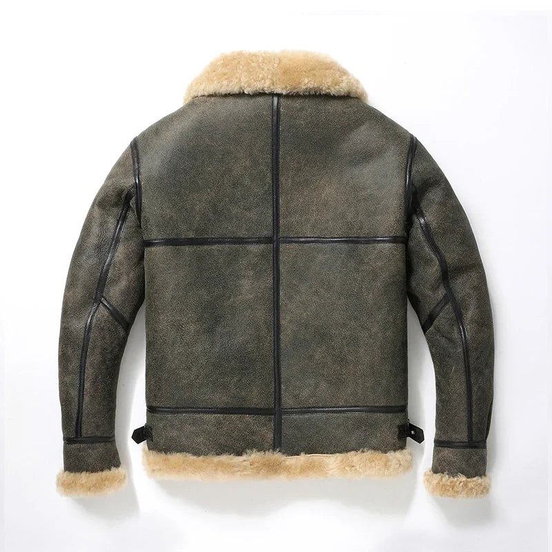 Original Ecological Sheepskin Fur All-In-One Winter B3 Genuine Leather Jacket Men's Thickened Warm Large Size Jacket