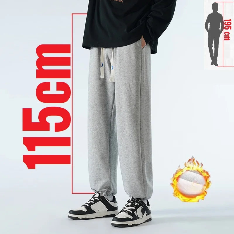 Big Tall Men Sweat Pant Drawstring Extra Long Length Sweatpant Stretch Winter Fleece Sport Jogger Trouser Male 200Cm 190cm 120cm